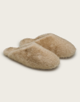 Tipped Faux Fur Mule Slipper