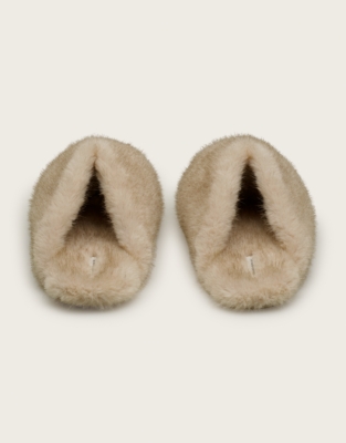 Tipped Faux Fur Mule Slipper