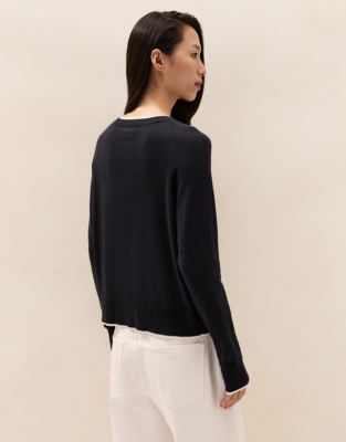 Tipped Jumper with Recycled Cotton - Midnight