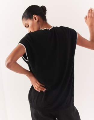 Tipped Knitted Tee with Recycled Cotton