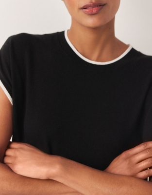 Tipped Knitted Tee with Recycled Cotton