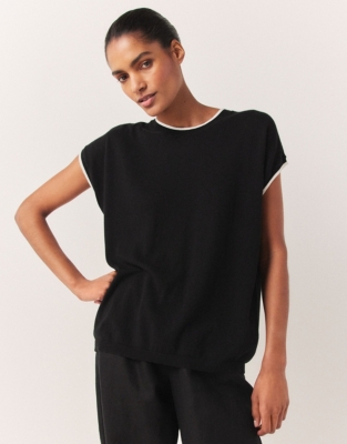 Tipped Knitted Tee with Recycled Cotton