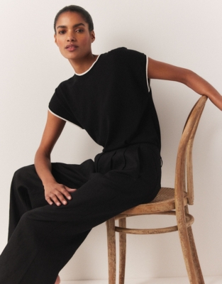Tipped Knitted Tee with Recycled Cotton