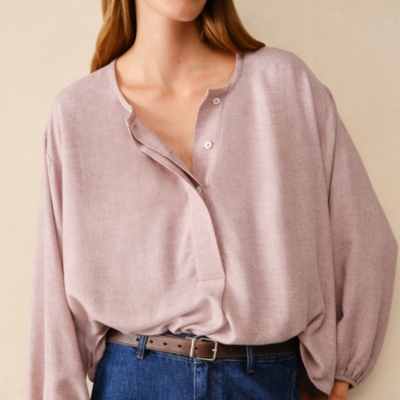 Topstitch Detail Boho Blouse