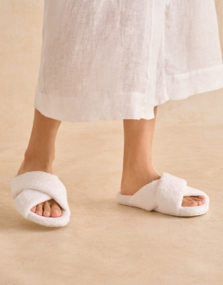 Towelling slippers white on sale company