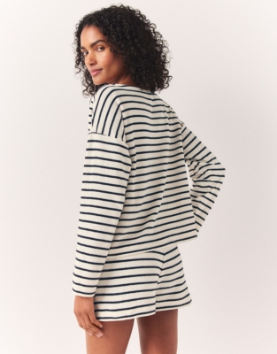 Towelling Stripe Sweatshirt