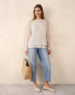 Transparent Knit Jumper with Viscose