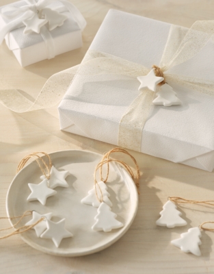 Tree and Star Ceramic Toppers – Set of 12