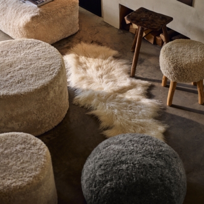 Truffle Cosy Sheepskin Pouffe