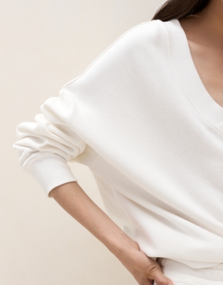 Ultimate Double V-Neck Sweatshirt - Ivory
