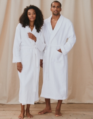 Mens white waffle dressing gown sale