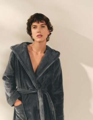 Unisex Hooded Organic Cotton Velour Robe