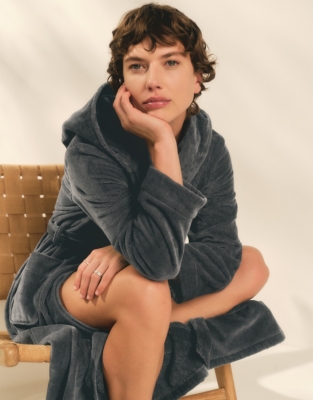 Unisex Hooded Organic Cotton Velour Robe