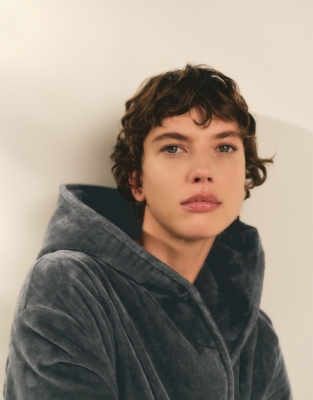 Unisex Hooded Organic Cotton Velour Robe