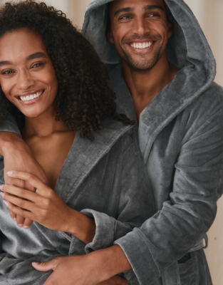 Unisex Hooded Organic Cotton Velour Robe