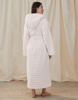 Unisex Hooded Ribbed Hydrocotton Robe - Pale Pink