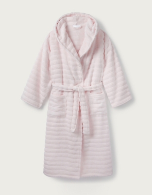 Unisex Hooded Ribbed Hydrocotton Robe - Pale Pink