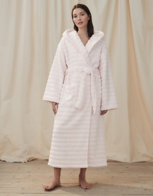 Unisex Hooded Ribbed Hydrocotton Robe - Pale Pink