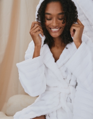 Unisex Hooded Ribbed Hydrocotton Robe | Robes & Dressing Gowns | The ...