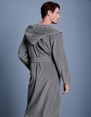 Unisex Hooded Velour Robe Nightwear & Robes Sale The White Company UK