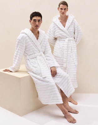 Unisex Organic Cotton Hooded Ribbed Hydrocotton Robe