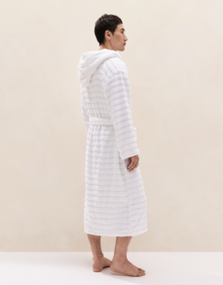 Unisex Organic Cotton Hooded Ribbed Hydrocotton Robe