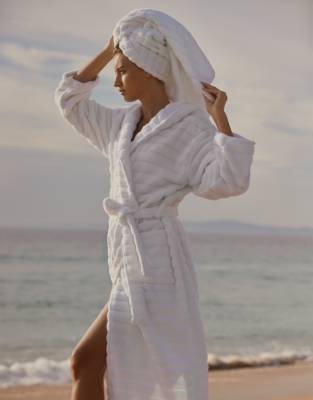 Unisex Organic Cotton Hooded Ribbed Hydrocotton Robe