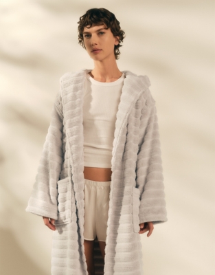 Unisex Organic Cotton Hooded Ribbed Hydrocotton Robe