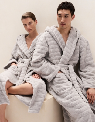 Unisex Organic Cotton Hooded Ribbed Hydrocotton Robe