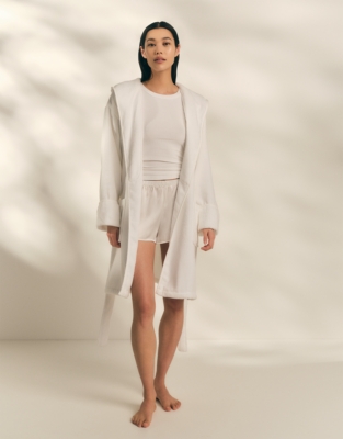 Unisex Organic Cotton Short Hydrocotton Hooded Robe