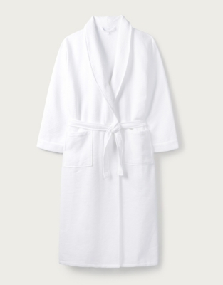 white dressing gown