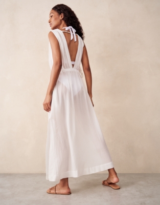 V-Neck Beach Dress - Porcelain