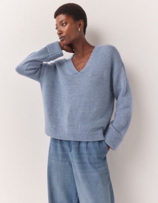 V-Neck Jumper with Alpaca