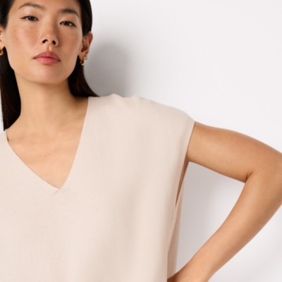 V-Neck Knitted T-shirt with Recycled Cotton