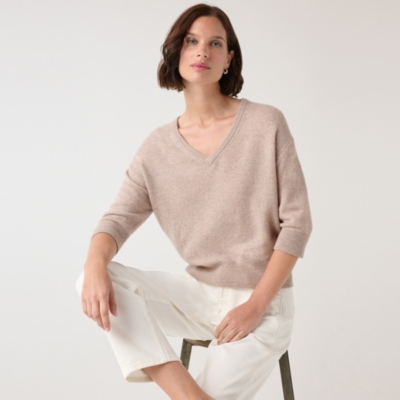 V-Neck Knitted Tee with Cashmere