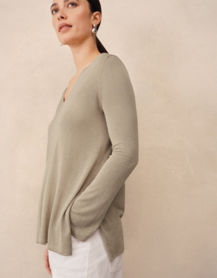 V Neck Knitted Tunic with Modal