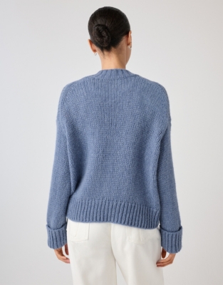 V-Neck Loose Tension Jumper with Alpaca