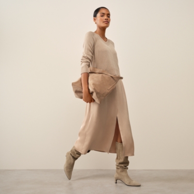 V-Neck Mixed Media Dress