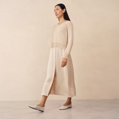 V-Neck Mixed Media Dress