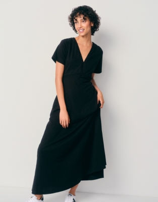 V-Neck Tiered Jersey Dress