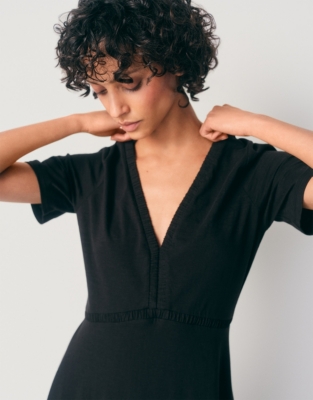 V-Neck Tiered Jersey Dress