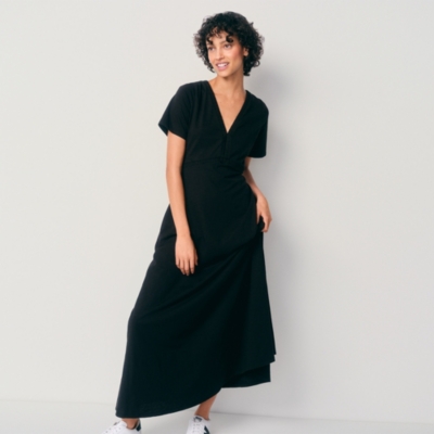 V-Neck Tiered Jersey Maxi Dress