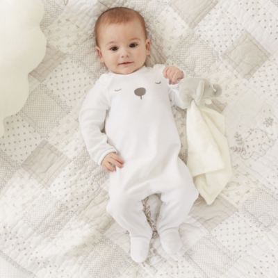 Velour Bear Sleepsuit | Children's & Baby Sale | The White Company UK