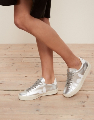 Veja store silver trainers