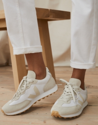 all white veja trainers