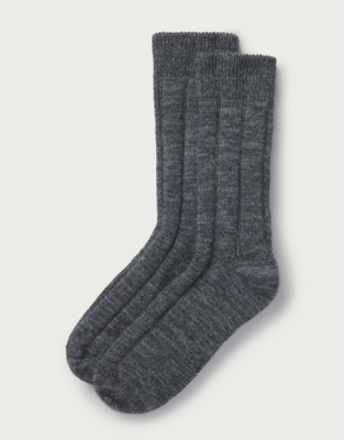 Variegated Ribbed Boot Socks - Graphite Marl
