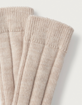 Variegated Ribbed Boot Socks - Neutral Marl