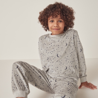 Velour Relaxed Fit Moon & Star Print Pyjamas (1–12yrs)