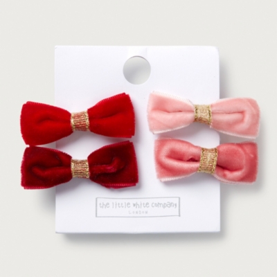 Velvet Bow Hair Clips – Set of 4