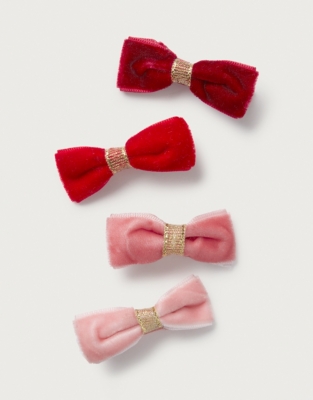 Velvet Bow Hair Clips – Set of 4